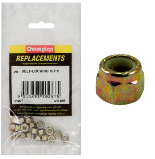 3/16" UNF Nylon insert Self-Locking Nut -20pk