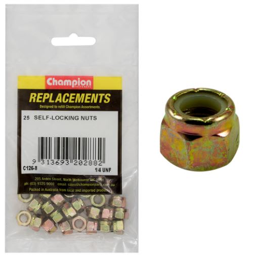 1/4" UNF Nylon Insert Self-Locking Nut -25pk