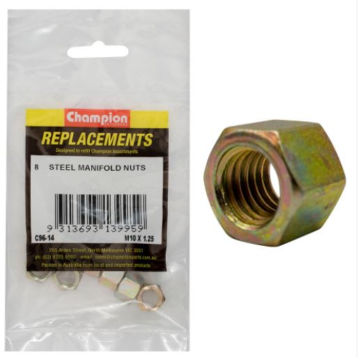 M10 x 1.25mm Steel Manifold Nut -8pk