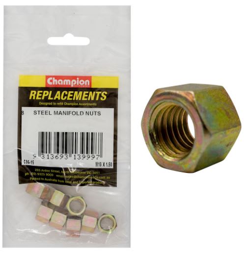 M10 x 1.50mm Steel Manifold Nut -8pk