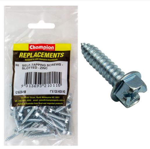 12G x 1" S/Tapping Screw Hex Head Phillips -50pk 50 (Pack)