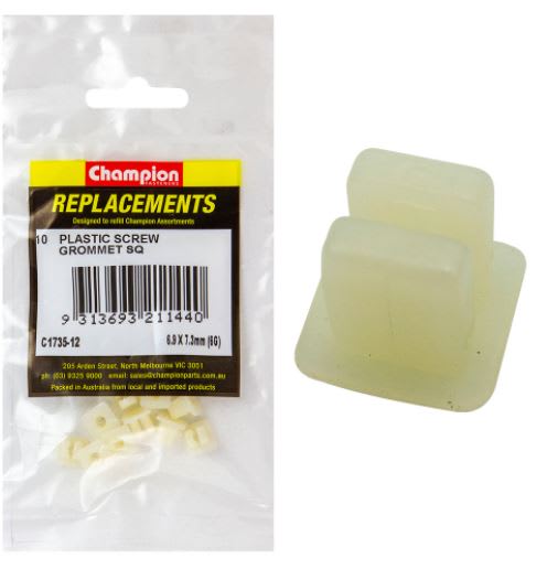 Screw Grommet Sq 6.9x7.3mm-6G (10pk)