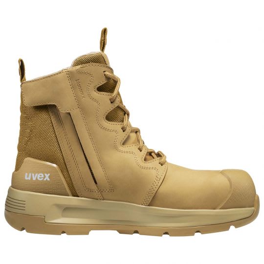 Uvex, 3 X-Flow 150mm Zip Sided Safety Boot, 65458 - Tan (Size: 06)