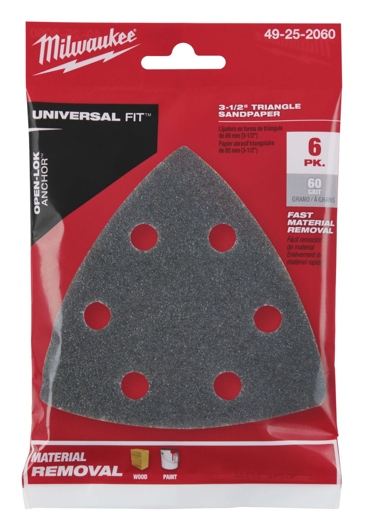 Milwaukee OPEN-LOK Sand Paper 60 Grit 6 Pack