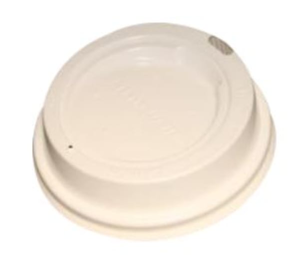 White Huhtamaki Hot Cup Lids, 88.6mm, pack of 100, designed for hot beverages with a secure seal and recyclable material.