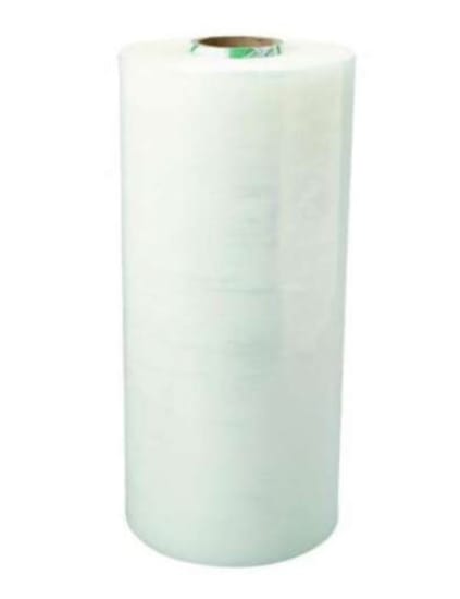 Clear stretch film roll 700mm x 3000m, 10mu thickness, double layered for strength, ideal for packaging and securing loads.