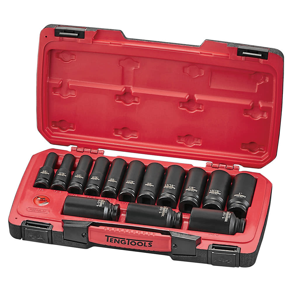 Teng Deep Imperial Impact Socket Set 1/2" Drive - 6-Point 18 Piece