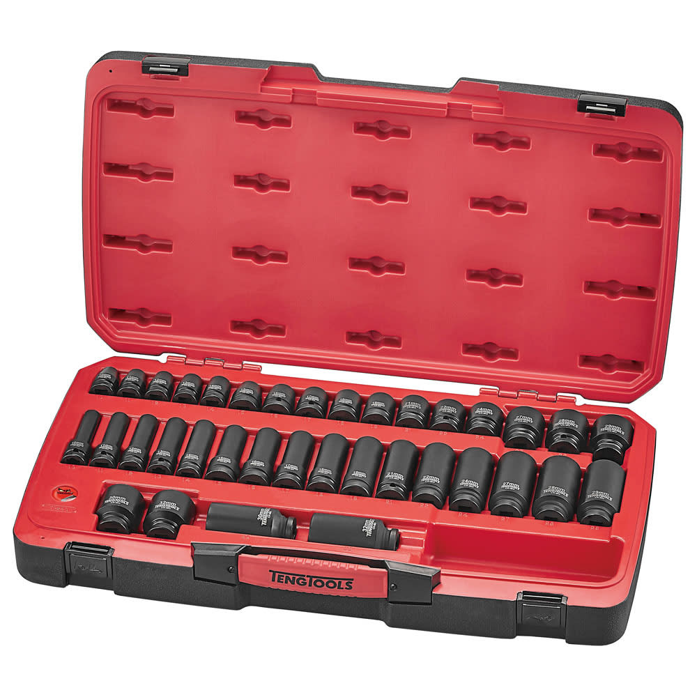 Teng Regular Metric Impact Socket Set 1/2" Drive - 6-Point 40 Piece