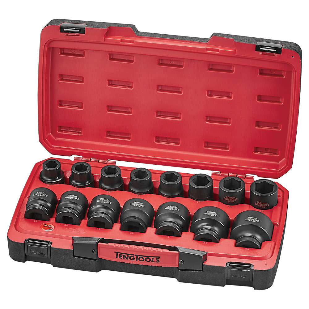 Teng Regular Metric Impact Socket Set 3/4" Drive - 6-Point 17 Piece