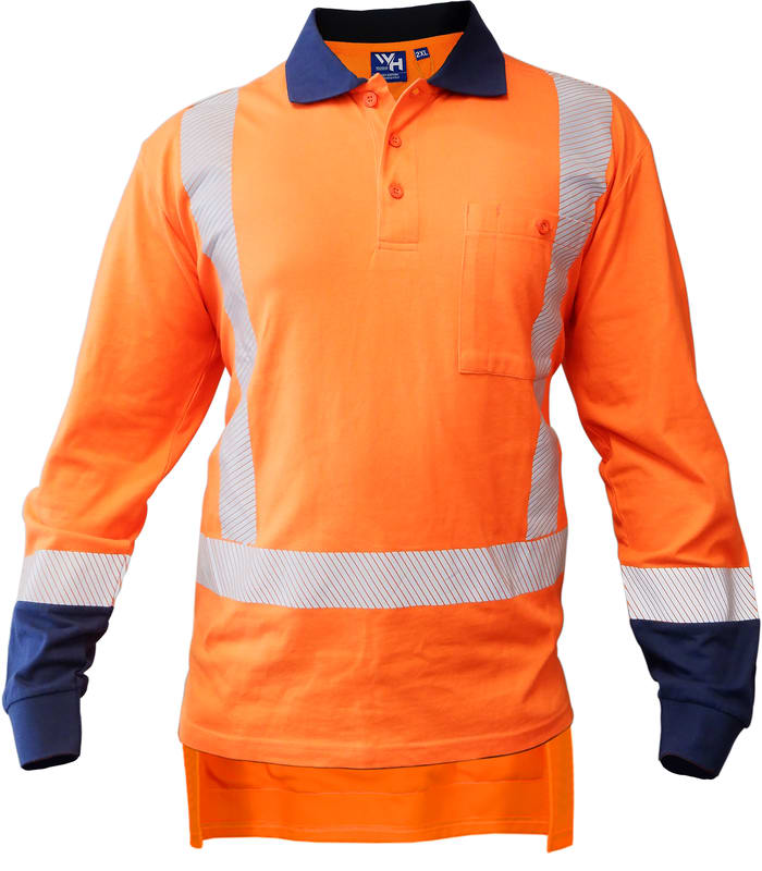Workhorse, TTMC Cotton X-Back Polo MSH259 - Orange/Navy - 10L