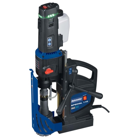 High-performance Holemaker Magnetic Base Drill HMSPECIAL110 with 2150W motor, 110mm capacity, and intelligent speed control.