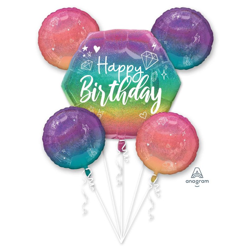 Foil Balloon - BDAY Bouquet  (Pack of 5)