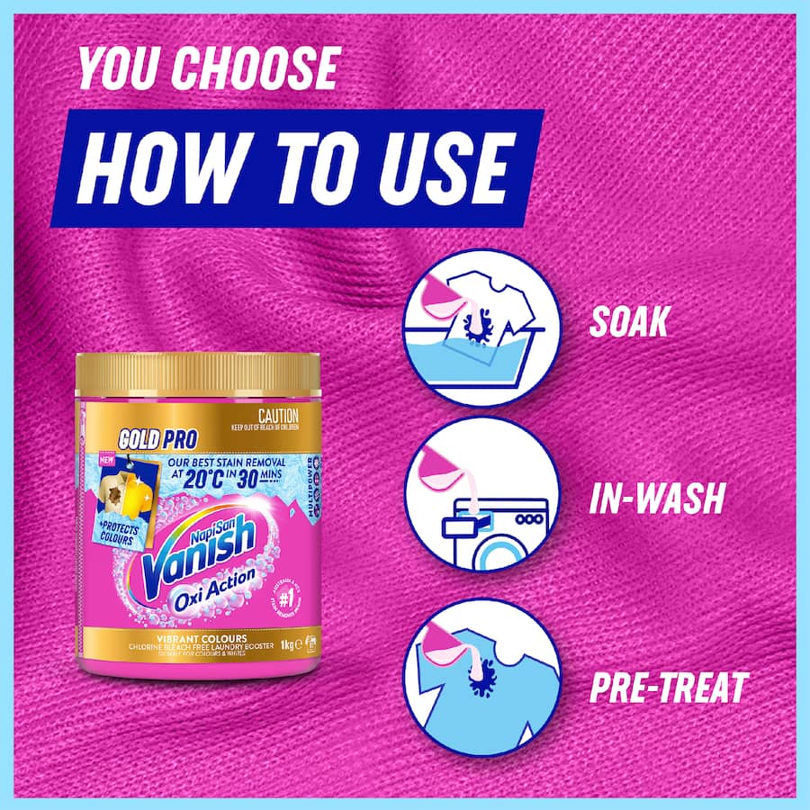 Vanish Napisan Gold Pro Laundry Powder Multi Power Pink 2kg