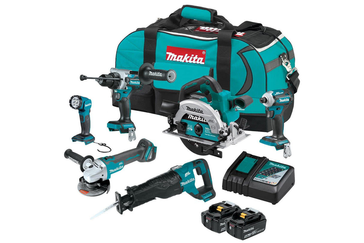 Makita 18V LXT Jobsite 5.0Ah DLX6111TX1 6 Piece (Combo Kit)