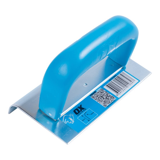 OX Narrow Concrete Edger with 150mm x 75mm carbon steel blade and ergonomic handle for precise landscaping and concrete edging.