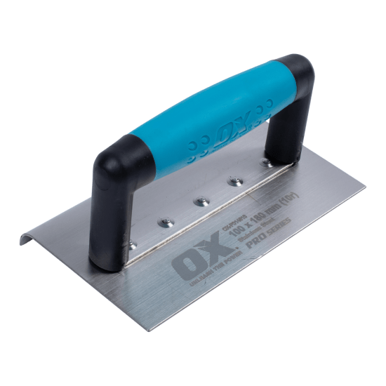 Professional stainless steel medium edger with a riveted handle and reversible grip for smooth concrete edges.