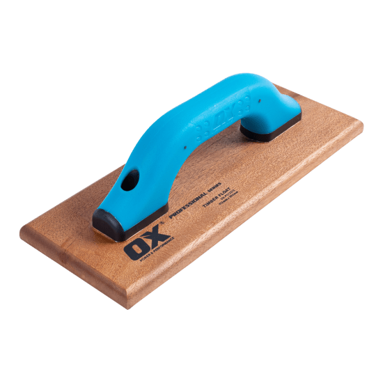 High-quality OX Timber Float 300mm x 112mm with durable hardwood and Oxgrip handle for smooth concrete finishing.