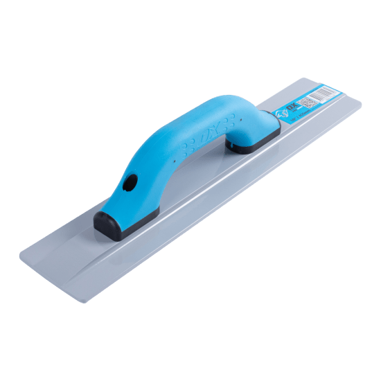 Heavy-duty OX Magnesium Float (80mm x 400mm) with beveled ends and duragrip handle for precision concrete finishing.