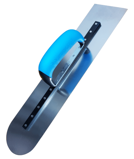Heavy-duty OX Square Back Rigid Pool Trowel with ergonomic Duragrip handle and stainless steel blade for flawless finishing.