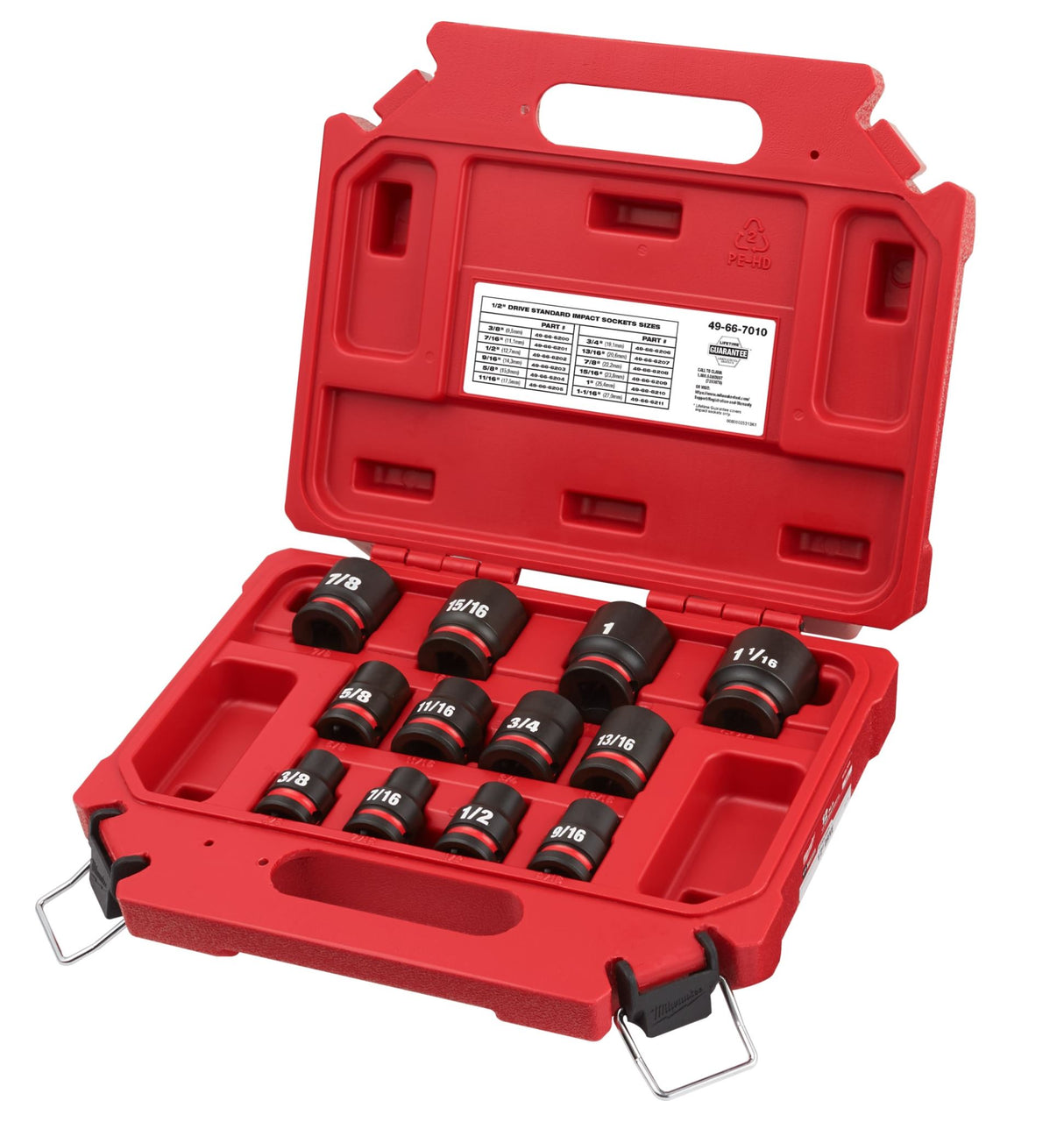Milwaukee 12 Piece Impact Socket Set - A/F 1/2" Drive