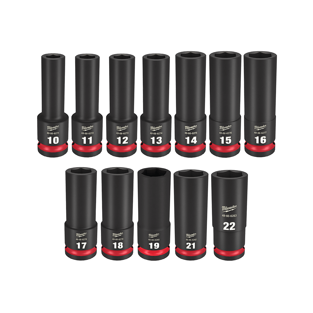 Milwaukee 12 Piece Deep Impact Socket Set - Metric 1/2" Drive