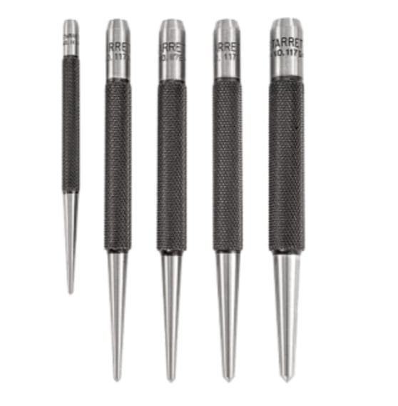 Starrett 5 Piece Centre Punch Set - Round Shank