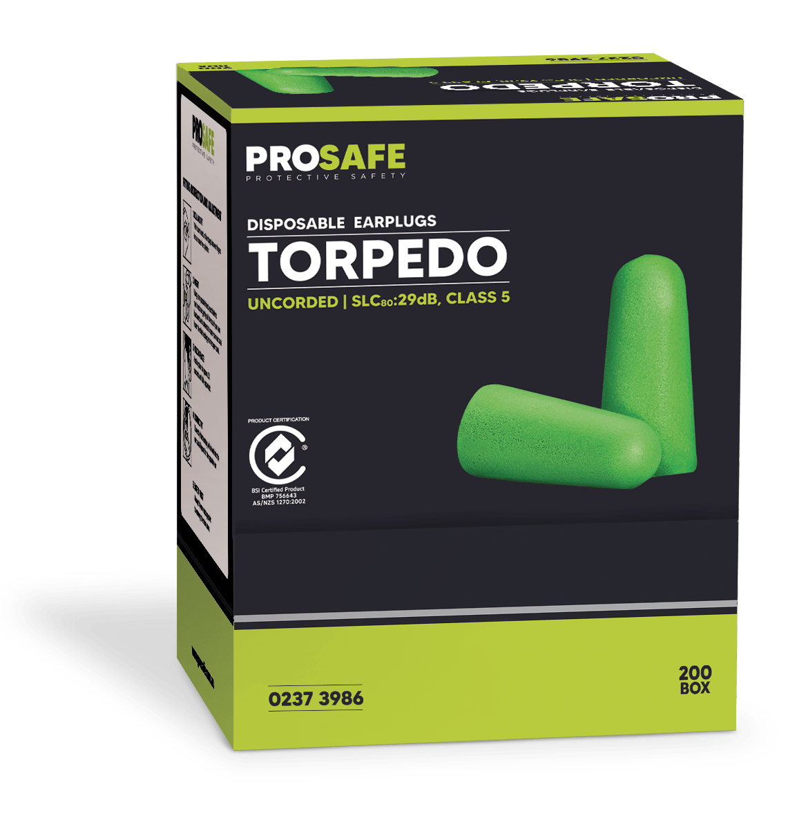 Prosafe Earplugs Torpedo Uncorded Class 5 (200)