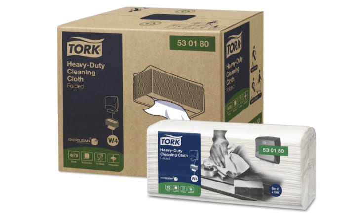 Tork W4 Heavy Duty Folded Cleaning Cloth White Tea Towel Replacement 70 (Pack)