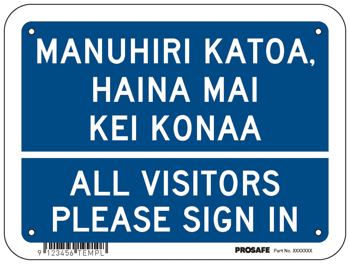 Te Reo Maori Sign | Visitor Sign-In 300mm x 225mm, POLY