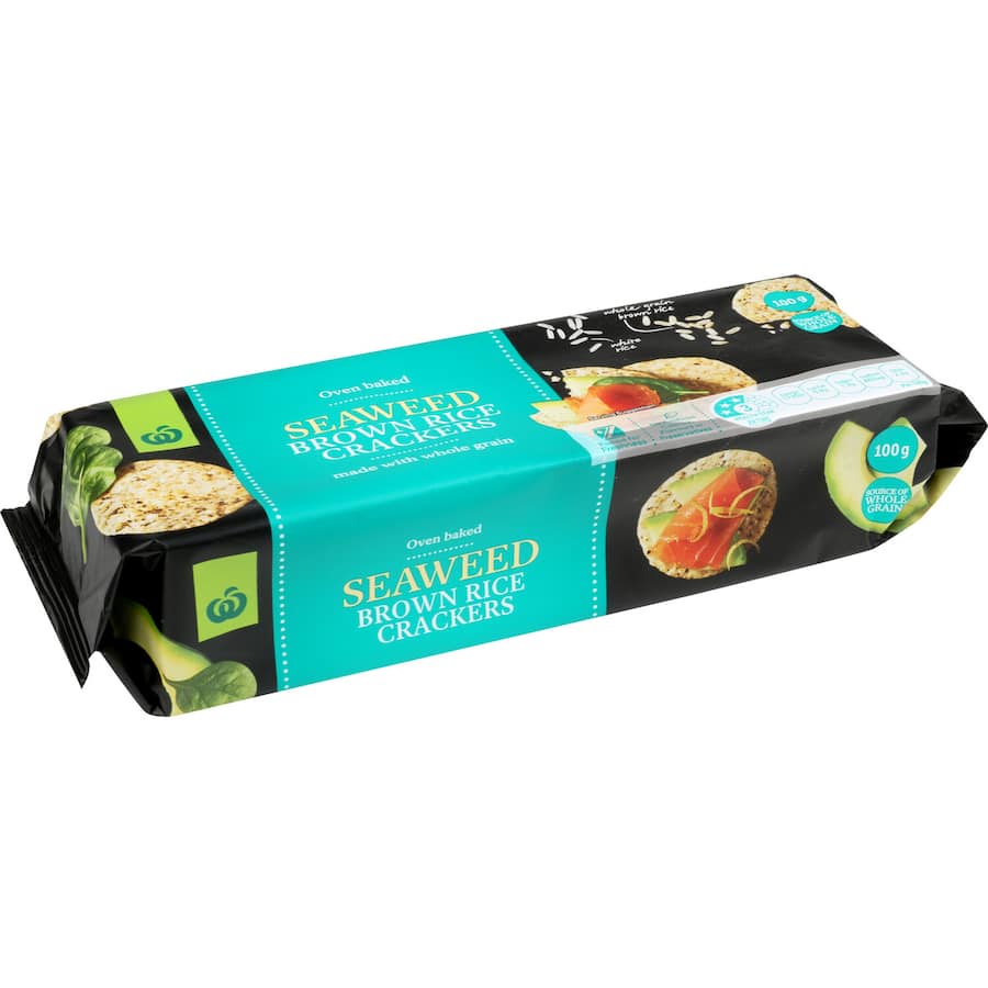Woolworths Rice Crackers Brown Rice Seaweed 100g