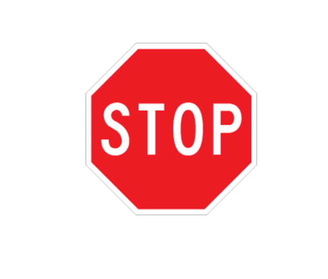 Hexagonal 750mm PRIORITY STOP sign made of durable 2mm ALU aluminum for optimal traffic control and pedestrian safety.
