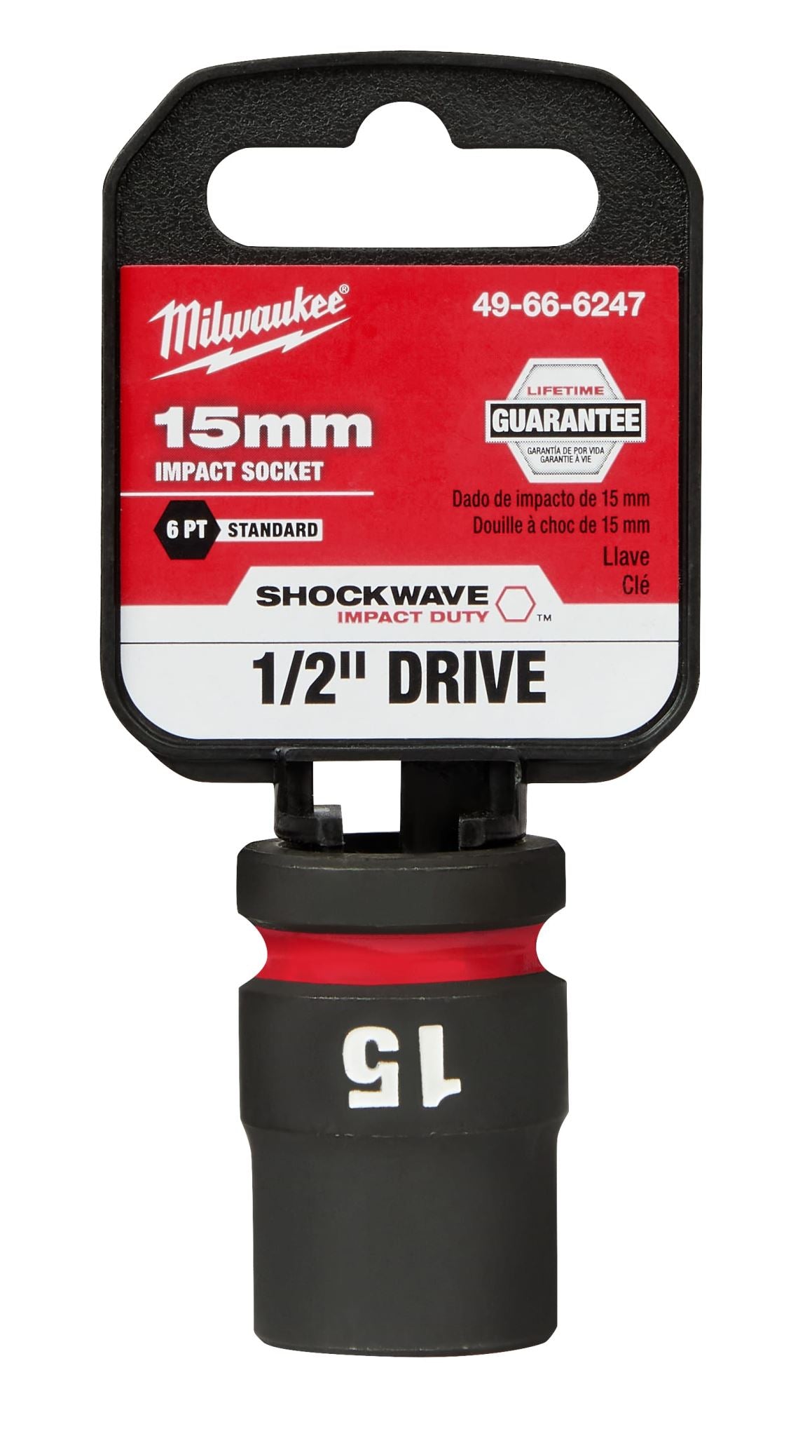 Milwaukee Shockwave Impact Duty Socket 1/2" Drive 15mm