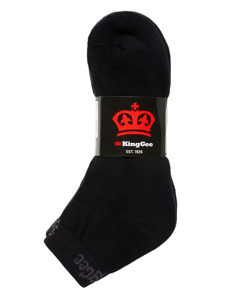 KingGee, Men's Crew Cotton Work Sock, K09035 Pack of 5 - Black