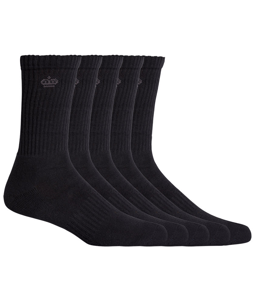 KingGee, Men's Crew Cotton Work Sock, K09035 Pack of 5 - Black
