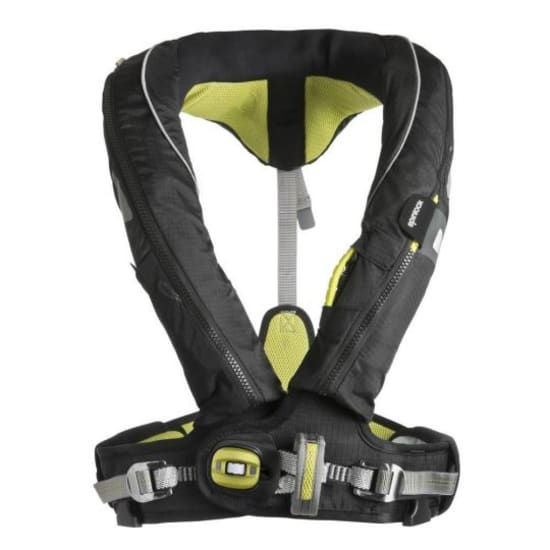 Black Deckvest Duro With Harness 275N lifejacket, featuring 275N buoyancy, twin chambers, automatic inflation, and durable design.