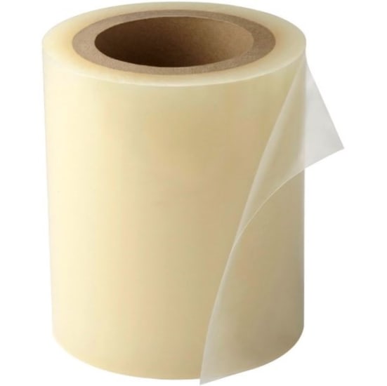 Clear surface protection film roll, 1200mm x 100m, designed to prevent scratches and damage on various materials.