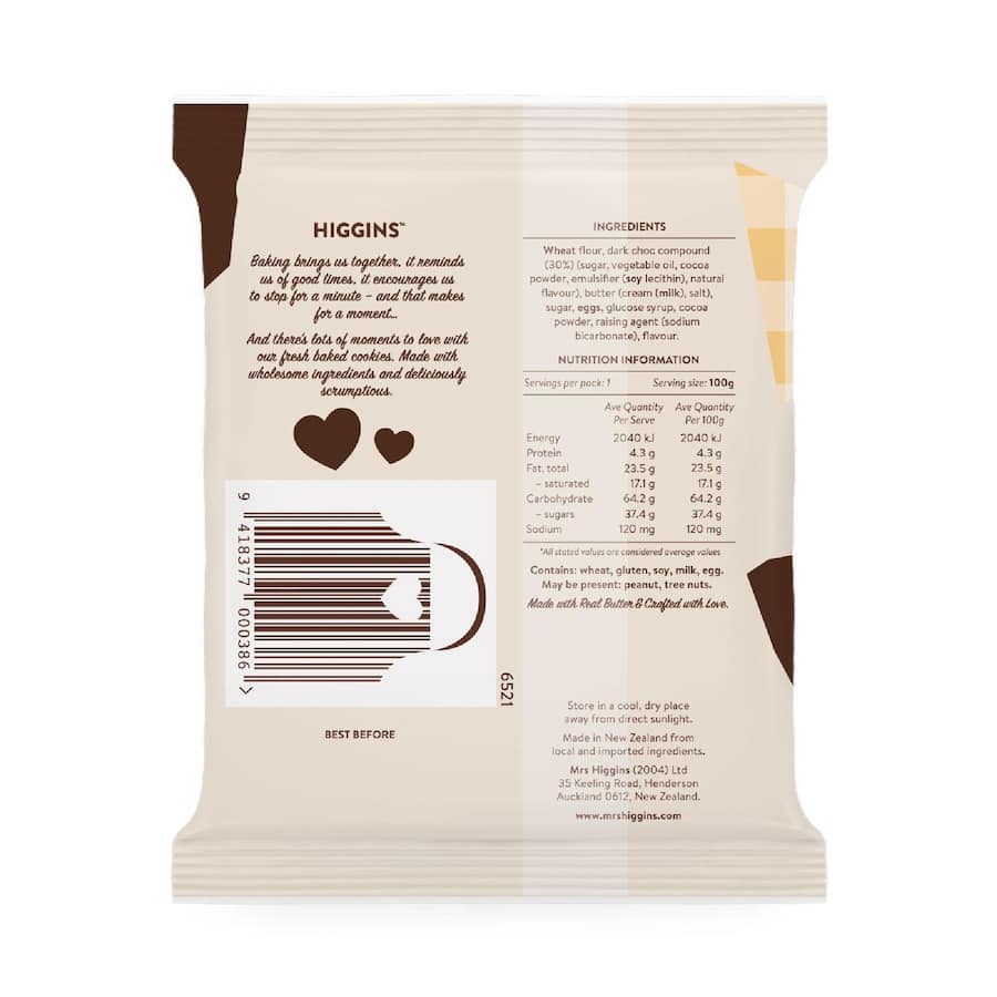 Mrs Higgins Cookies Chunky Chocolate Chip 100g