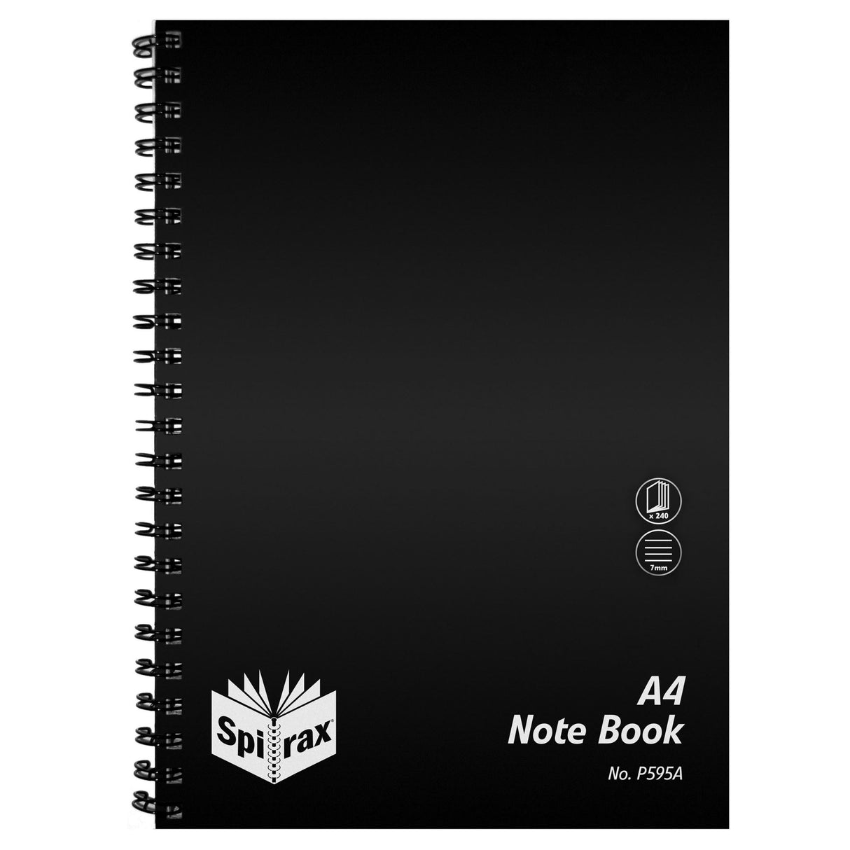 Spirax P595 A4 PP Spiral Bound Notebook Black 240 pages (Each)