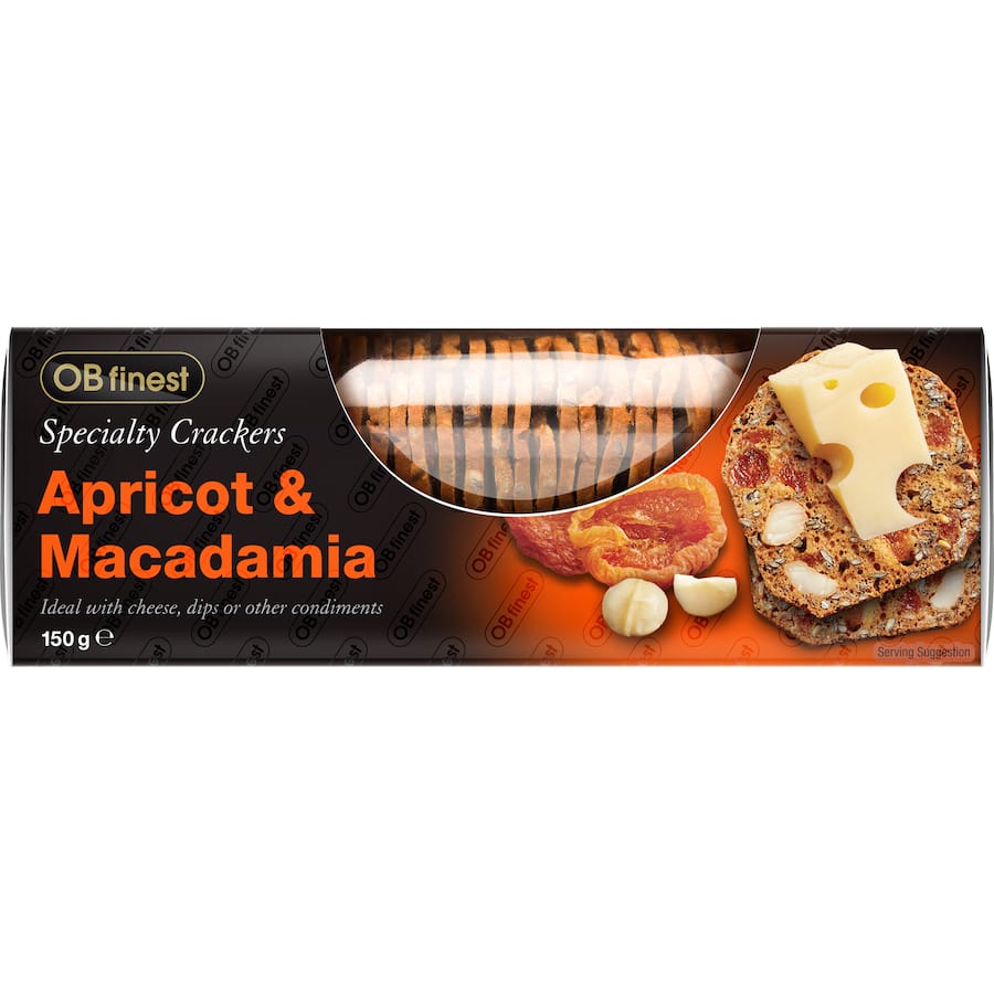 Ob Finest Specialty Crackers Apricot & Macadamia 150g