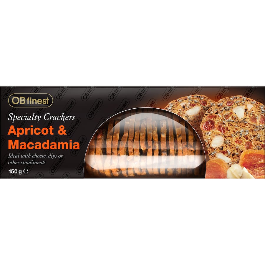 Ob Finest Specialty Crackers Apricot & Macadamia 150g
