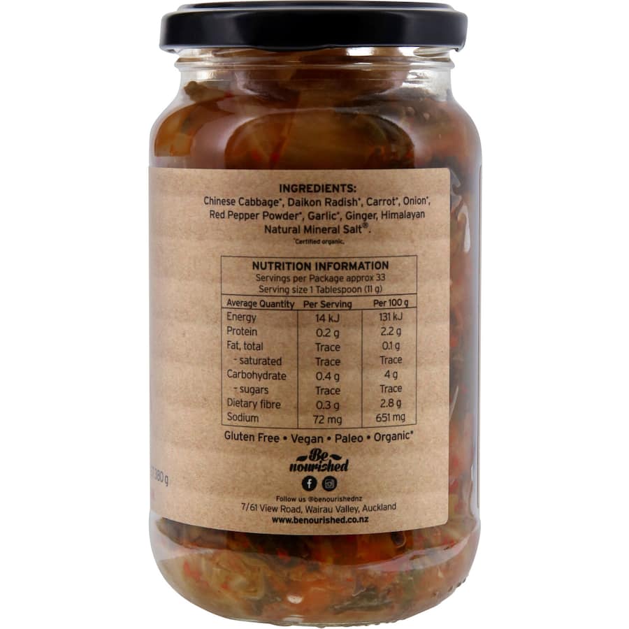Raw Be Nourished Kimchi Fiery Asian Cabbage Organic 380g