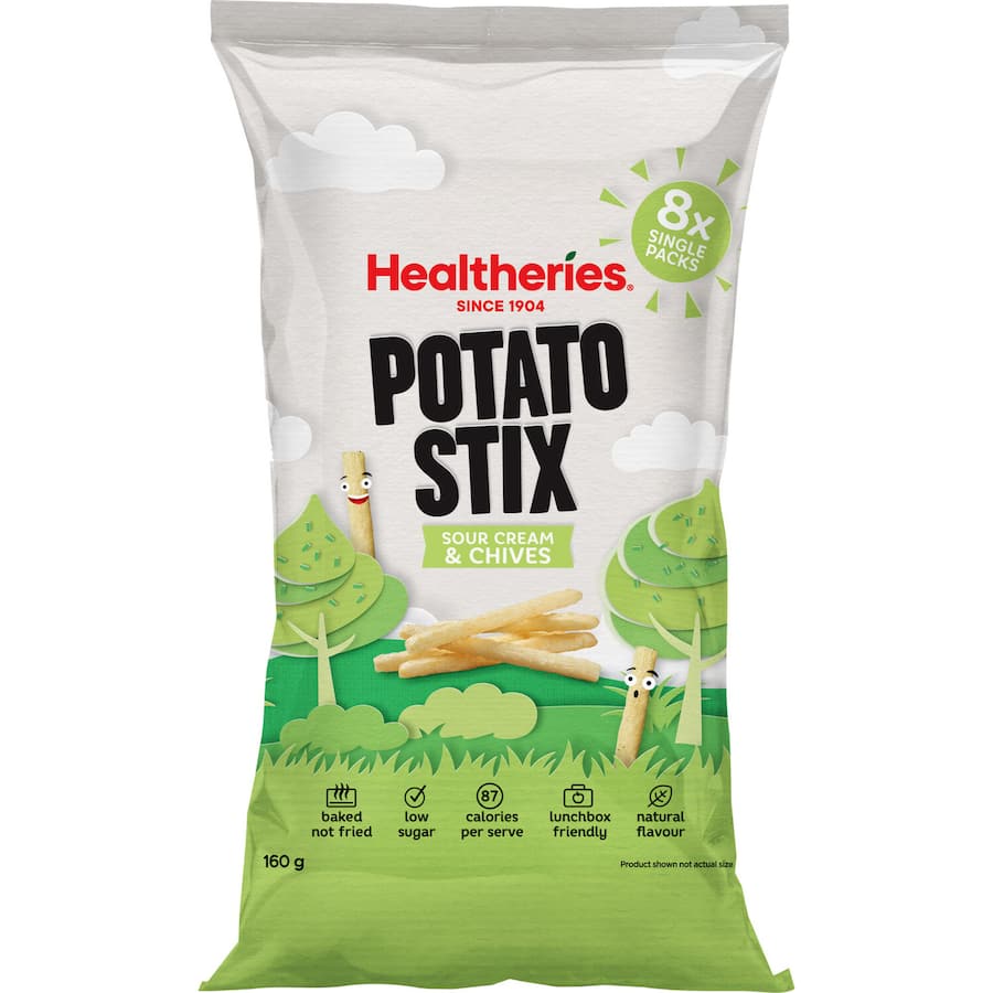 Healtheries Kidscare Potato Snack Stix Sour Cream Chive 160g Multipack 8pack