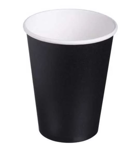 Harveys Hot Paper Cup Single Wall Black 12oz 50 (Pack)