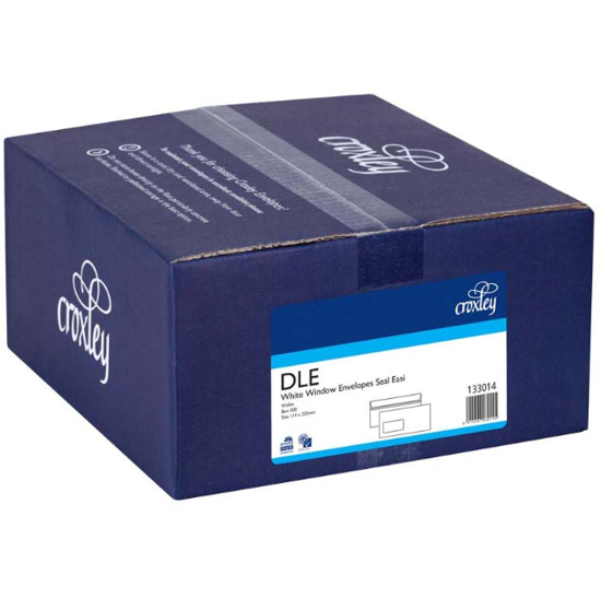 Croxley DLE White Window Envelope Seal Easi-225mm x 114mm-Box of 500
