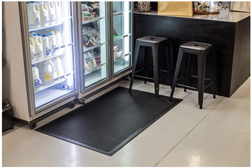 Safety Scrubber Mat in black, 1500 x 900mm, featuring a non-slip, ribbed surface for enhanced safety in high-traffic work areas.