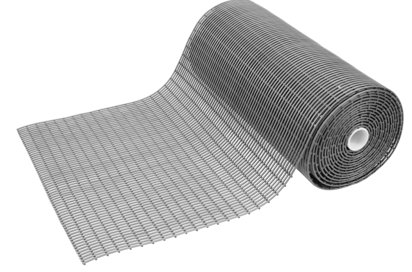 Grey Aqua Tube Matting, 900mm wide and 12mm thick, designed for drainage and safety in wet environments like pools and factories.