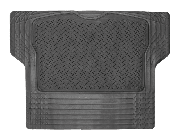 Robust black PVC boot mat measuring 1400 x 1100mm with checker pattern, non-slip surface, and easy cleaning for SUVs.