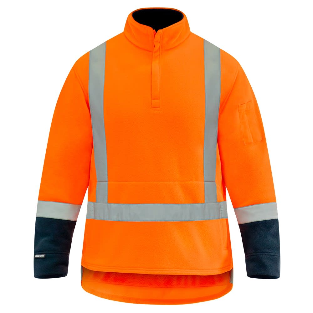 Bison, TTMC Fleece Pullover, 39305ON - Orange/Navy - XSM