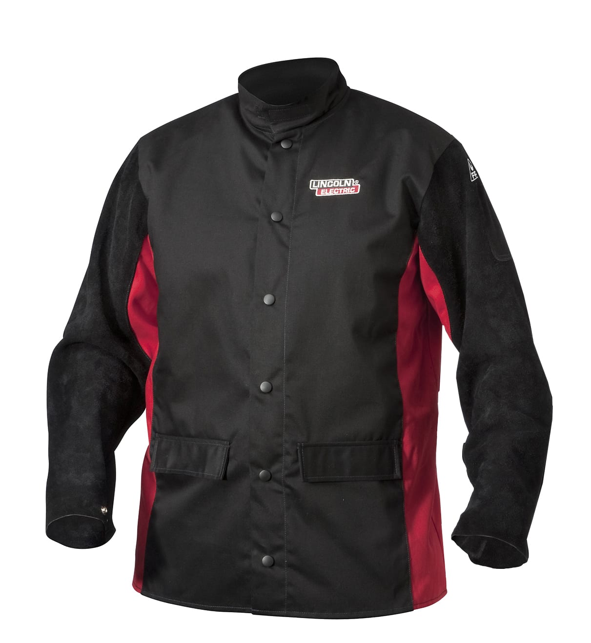 Lincoln, Shadow Split Leather Sleeve Jacket, K2986 - Black/Red (BR) - M