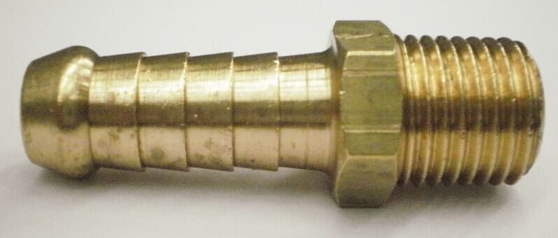 Male Hosetail Connector Brass 19mm Hosetail x 1/4" BSPT (Each)